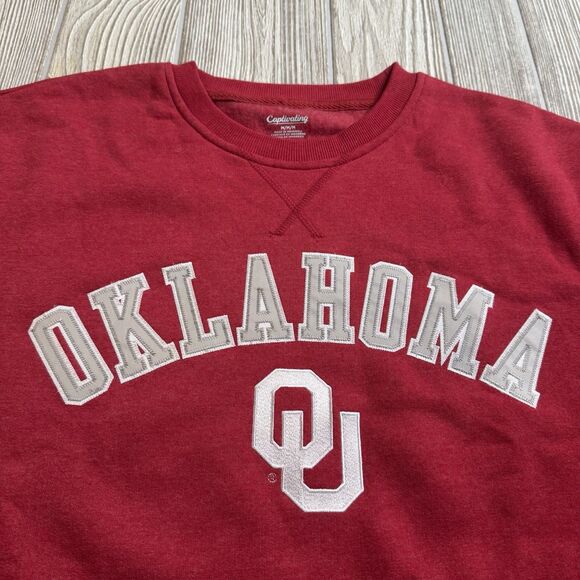 Oklahoma Sooners Crewneck Sweatshirt Men’s M Crimson Logo Spellout Captivating - Picture 2 of 10